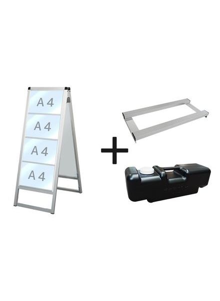 常磐精工 バリウスカードケーススタンド看板 A4横8両面 ウエイトアーム・水タンクセット VACCSK-A4Y8R-3SET|【店舗用品】