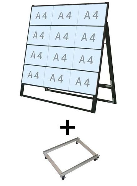 常磐精工 ブラックカードケーススタンド看板 A4横12片面 アームキャスターセット BCCSK-A4Y12K-KSET|【店舗用品】
