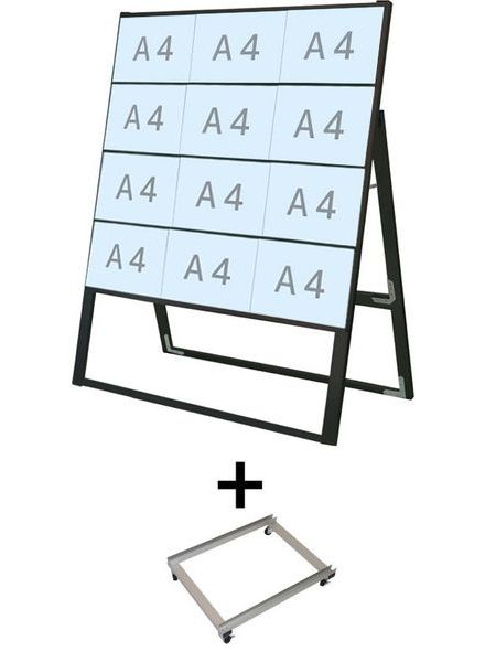 常磐精工 ブラックカードケーススタンド看板 A4横12片面ハイ アームキャスターセット BCCSK-A4Y12KH-KSET|【店舗用品】