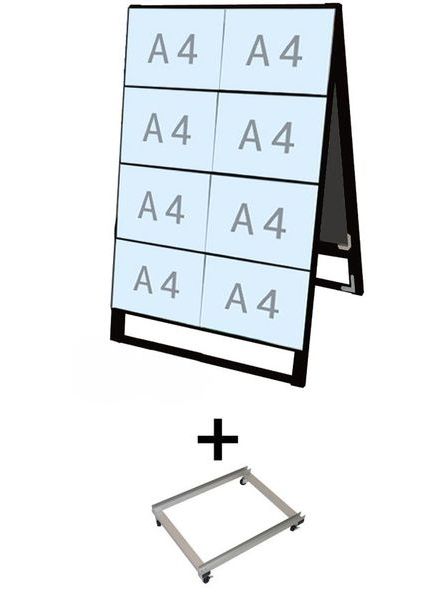 常磐精工 ブラックカードケーススタンド看板 A4横16両面 アームキャスターセット BCCSK-A4Y16R-KSET|【店舗用品】