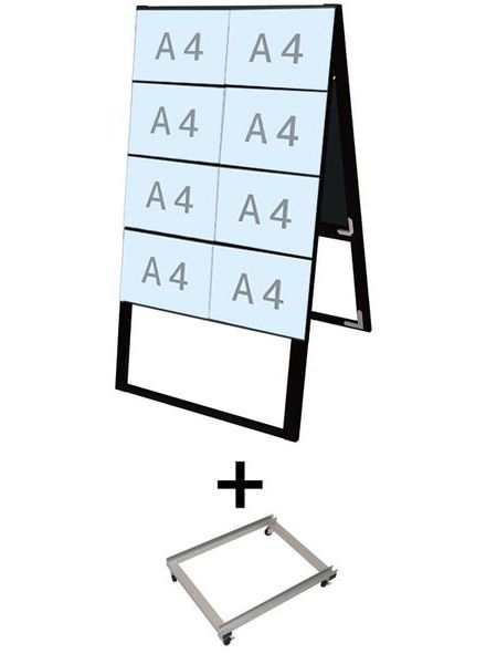 常磐精工 ブラックカードケーススタンド看板 A4横16両面ハイ アームキャスターセット BCCSK-A4Y16RH-KSET|【店舗用品】