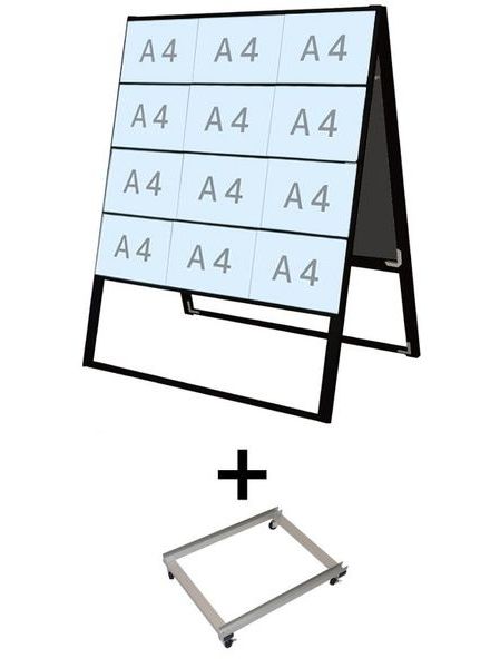 常磐精工 ブラックカードケーススタンド看板 A4横24両面ハイ アームキャスターセット BCCSK-A4Y24RH-KSET|【店舗用品】