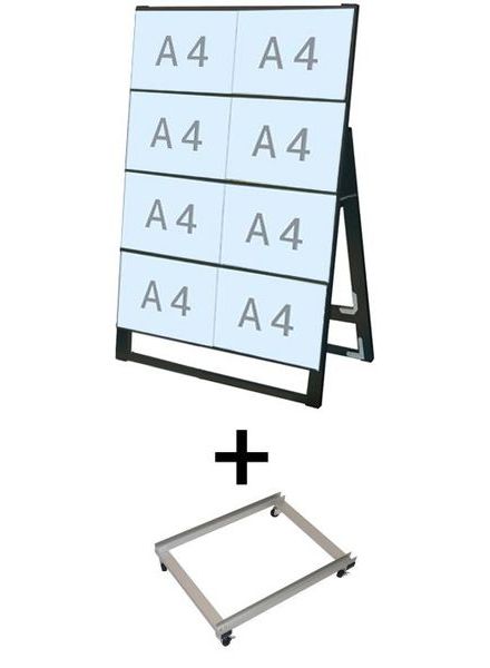 常磐精工 ブラックカードケーススタンド看板 A4横8片面 アームキャスターセット BCCSK-A4Y8K-KSET|【店舗用品】
