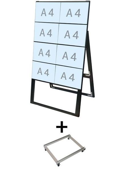 常磐精工 ブラックカードケーススタンド看板 A4横8片面ハイ アームキャスターセット BCCSK-A4Y8KH-KSET|【店舗用品】