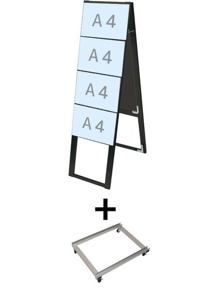 常磐精工 ブラックカードケーススタンド看板 A4横8両面ハイ アームキャスターセット BCCSK-A4Y8RH-KSET|【店舗用品】