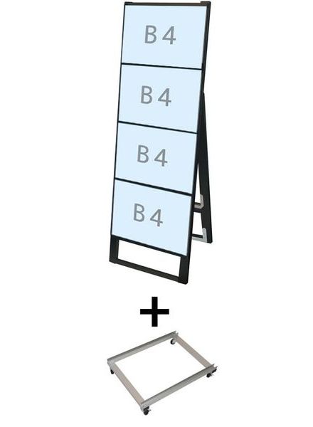 常磐精工 ブラックカードケーススタンド看板 B4横4片面 アームキャスターセット BCCSK-B4Y4K-KSET|【店舗用品】
