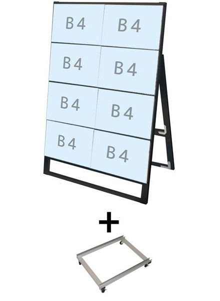 常磐精工 ブラックカードケーススタンド看板 B4横8片面 アームキャスターセット BCCSK-B4Y8K-KSET|【店舗用品】