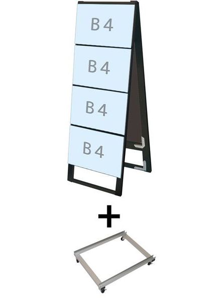 常磐精工 ブラックカードケーススタンド看板 B4横8両面 アームキャスターセット BCCSK-B4Y8R-KSET|【店舗用品】