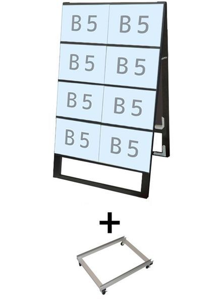 常磐精工 ブラックカードケーススタンド看板 B5横16両面 アームキャスターセット BCCSK-B5Y16R-KSET|【店舗用品】