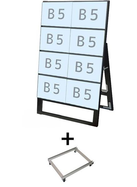 常磐精工 ブラックカードケーススタンド看板 B5横8片面 アームキャスターセット BCCSK-B5Y8K-KSET|【店舗用品】