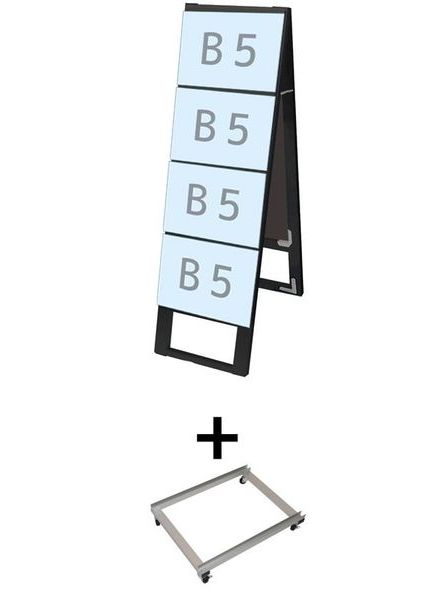 常磐精工 ブラックカードケーススタンド看板 B5横8両面 アームキャスターセット BCCSK-B5Y8R-KSET|【店舗用品】