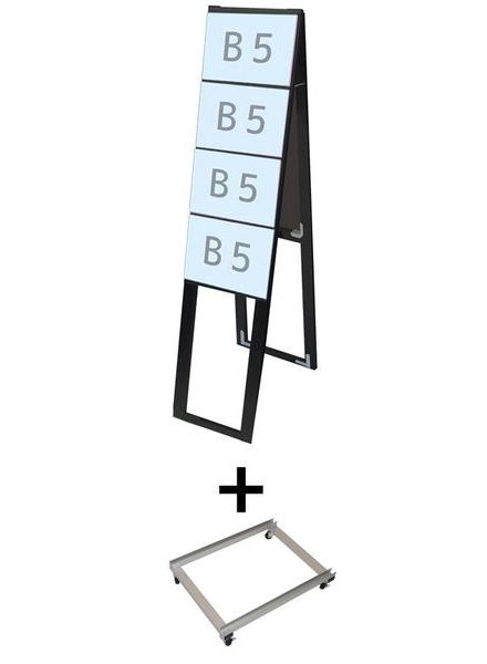 常磐精工 ブラックカードケーススタンド看板 B5横8両面ハイ アームキャスターセット BCCSK-B5Y8RH-KSET|【店舗用品】