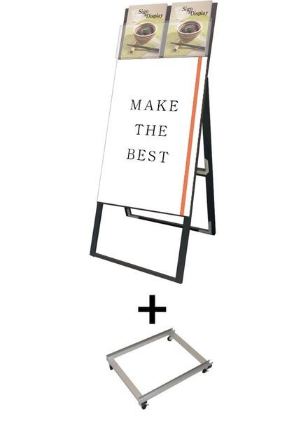 常磐精工 ポスタースタンド ブラックカタログケーススタンド看板 Dタイプ A1片面 アームキャスターセット BKCSKD-A1K-KSET|【店舗用品】