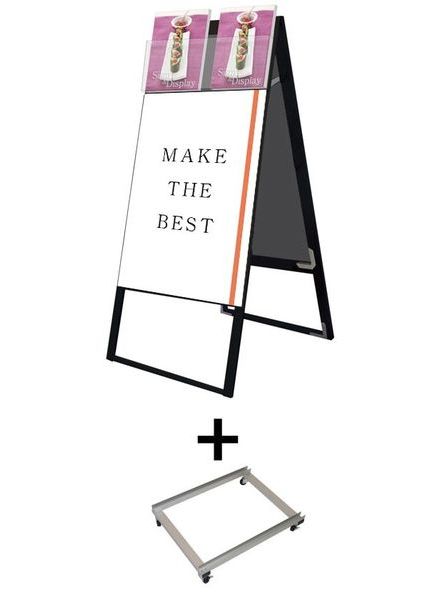 常磐精工 ポスタースタンド ブラックカタログケーススタンド看板 Dタイプ A1両面 アームキャスターセット BKCSKD-A1R-KSET|【店舗用品】