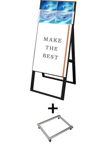 常磐精工 ポスタースタンド ブラックカタログケーススタンド看板 Dタイプ B2片面 アームキャスターセット BKCSKD-B2K-KSET|【店舗用品】