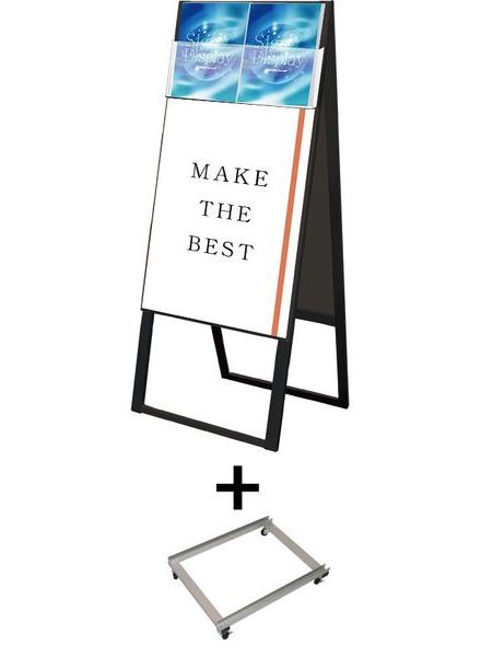 常磐精工 ポスタースタンド ブラックカタログケーススタンド看板 Dタイプ B2両面 アームキャスターセット BKCSKD-B2R-KSET|【店舗用品】