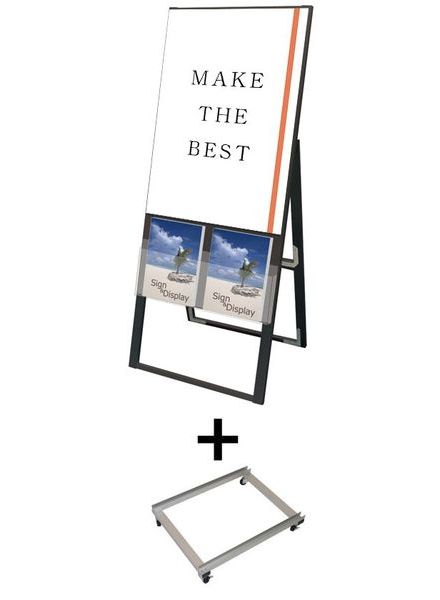 常磐精工 ポスタースタンド ブラックカタログケーススタンド看板 Uタイプ A1片面 アームキャスターセット BKCSKU-A1K-KSET|【店舗用品】