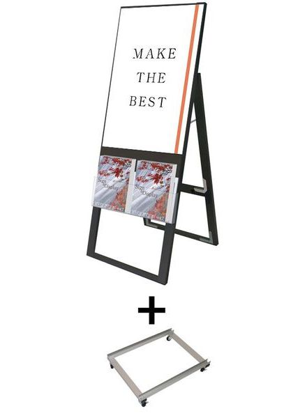 常磐精工 ポスタースタンド ブラックカタログケーススタンド看板 Uタイプ A2片面 アームキャスターセット BKCSKU-A2K-KSET|【店舗用品】