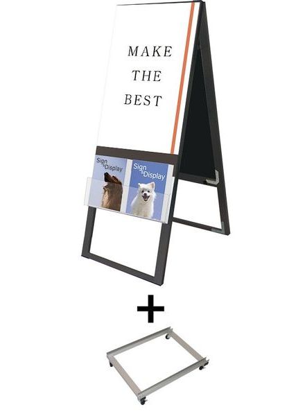 常磐精工 ポスタースタンド ブラックカタログケーススタンド看板 Uタイプ A2両面 アームキャスターセット BKCSKU-A2R-KSET|【店舗用品】