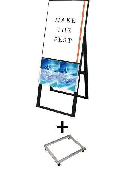 常磐精工 ポスタースタンド ブラックカタログケーススタンド看板 Uタイプ B2片面 アームキャスターセット BKCSKU-B2K-KSET|【店舗用品】