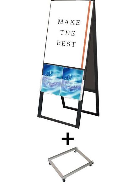 常磐精工 ポスタースタンド ブラックカタログケーススタンド看板 Uタイプ B2両面 アームキャスターセット BKCSKU-B2R-KSET|【店舗用品】