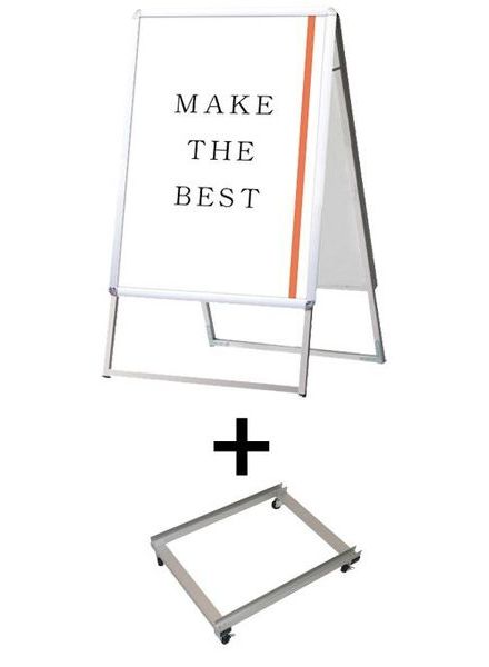 常磐精工 ポスタースタンド ポスターグリップスタンド看板 屋外用 A1両面シルバー (防水パック付) アームキャスターセット BOPGSK-A1RS-KSET|【店舗用品】