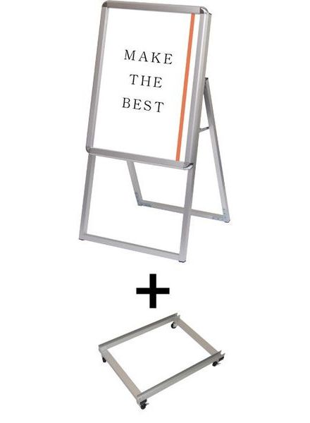 常磐精工 ポスタースタンド ポスターグリップスタンド看板 屋外用 A2片面シルバー (防水パック付） アームキャスターセット BOPGSK-A2KS-KSET|【店舗用品】