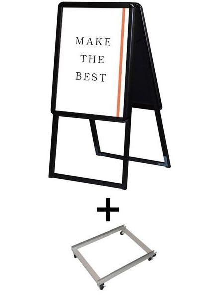 常磐精工 ポスタースタンド ポスターグリップスタンド看板 屋外用 A2両面ブラック (防水パック付) アームキャスターセット BOPGSK-A2RB-KSET|【店舗用品】