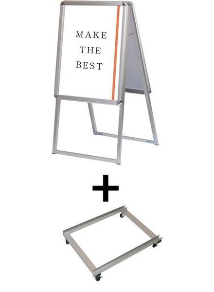 常磐精工 ポスタースタンド ポスターグリップスタンド看板 屋外用 A2両面シルバー (防水パック付) アームキャスターセット BOPGSK-A2RS-KSET|【店舗用品】