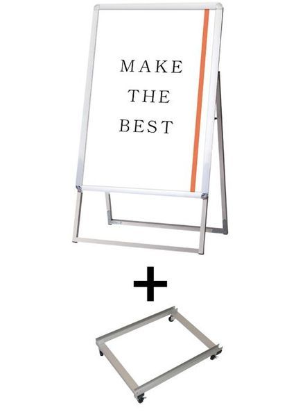 常磐精工 ポスタースタンド ポスターグリップスタンド看板 屋外用 B2片面シルバー (防水パック付) アームキャスターセット BOPGSK-B2KS-KSET|【店舗用品】
