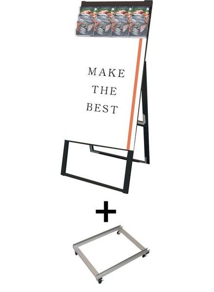 常磐精工 ポスタースタンド ブラックパンフレットケーススタンド看板 Dタイプ A1片面 アームキャスターセット BPCSKD-A1K-KSET|【店舗用品】