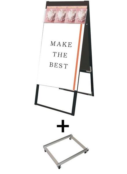 常磐精工 ポスタースタンド ブラックパンフレットケーススタンド看板 Dタイプ A1両面 アームキャスターセット BPCSKD-A1R-KSET|【店舗用品】