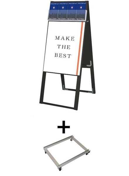 常磐精工 ポスタースタンド ブラックパンフレットケーススタンド看板 Dタイプ A2両面 アームキャスターセット BPCSKD-A2R-KSET|【店舗用品】