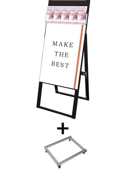 常磐精工 ポスタースタンド ブラックパンフレットケーススタンド看板 Dタイプ B2片面 アームキャスターセット BPCSKD-B2K-KSET|【店舗用品】