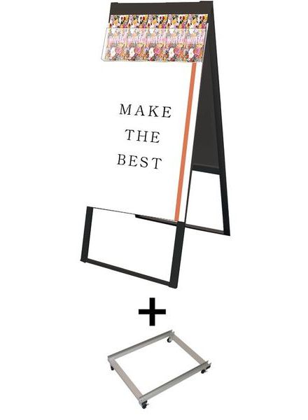 常磐精工 ポスタースタンド ブラックパンフレットケーススタンド看板 Dタイプ B2両面 アームキャスターセット BPCSKD-B2R-KSET|【店舗用品】