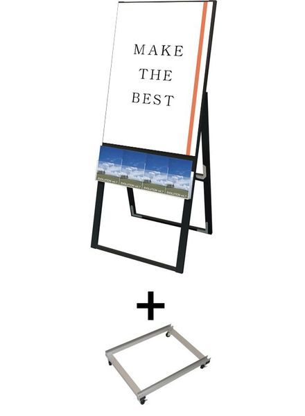 常磐精工 ポスタースタンド ブラックパンフレットケーススタンド看板 Uタイプ A1片面 アームキャスターセット BPCSKU-A1K-KSET|【店舗用品】