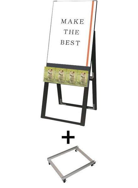 常磐精工 ポスタースタンド ブラックパンフレットケーススタンド看板 Uタイプ A2片面 アームキャスターセット BPCSKU-A2K-KSET|【店舗用品】