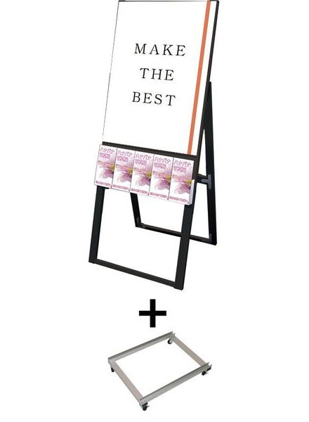 常磐精工 ポスタースタンド ブラックパンフレットケーススタンド看板 Uタイプ B2片面 アームキャスターセット BPCSKU-B2K-KSET|【店舗用品】