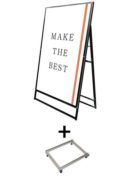 常磐精工 ポスタースタンド ブラックポスター用スタンド看板 A0片面ブラック アームキャスターセット BPSSK-A0KB-KSET|【店舗用品】