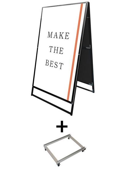 常磐精工 ポスタースタンド ブラックポスター用スタンド看板 A0両面ブラック アームキャスターセット BPSSK-A0RB-KSET|【店舗用品】