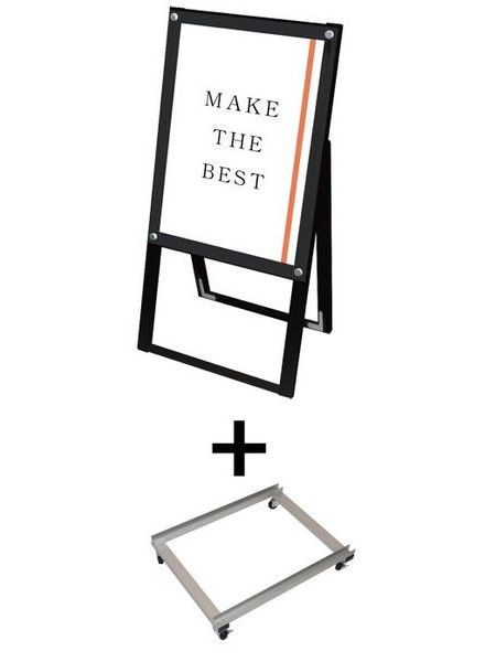 常磐精工 ポスタースタンド ブラックポスター用スタンド看板 A2片面ブラック アームキャスターセット BPSSK-A2KB-KSET|【店舗用品】