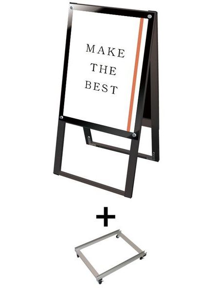 常磐精工 ポスタースタンド ブラックポスター用スタンド看板 A2両面ブラック アームキャスターセット BPSSK-A2RB-KSET|【店舗用品】