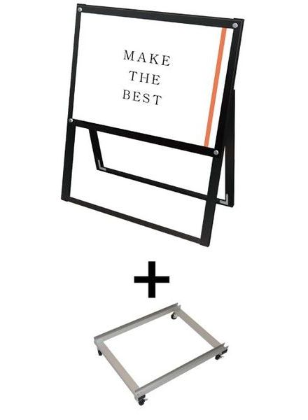 常磐精工 ポスタースタンド ブラックポスター用スタンド看板 A2横片面ブラック アームキャスターセット BPSSK-A2YKB-KSET|【店舗用品】