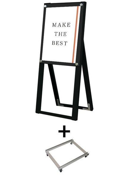 常磐精工 ポスタースタンド ブラックポスター用スタンド看板 A3縦ハイ片面ブラック アームキャスターセット BPSSK-A3THKB-KSET|【店舗用品】