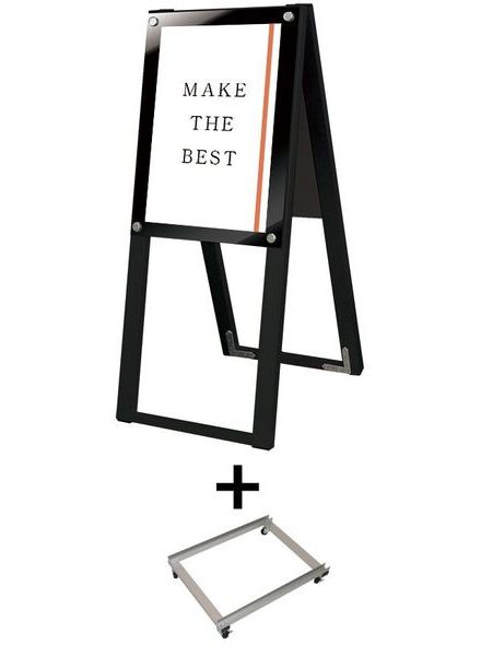 常磐精工 ポスタースタンド ブラックポスター用スタンド看板 A3縦ハイ両面ブラック アームキャスターセット BPSSK-A3THRB-KSET|【店舗用品】