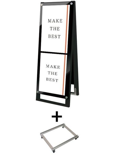 常磐精工 ポスタースタンド ブラックポスター用スタンド看板 A3縦縦両面ブラック アームキャスターセット BPSSK-A3TTRB-KSET|【店舗用品】