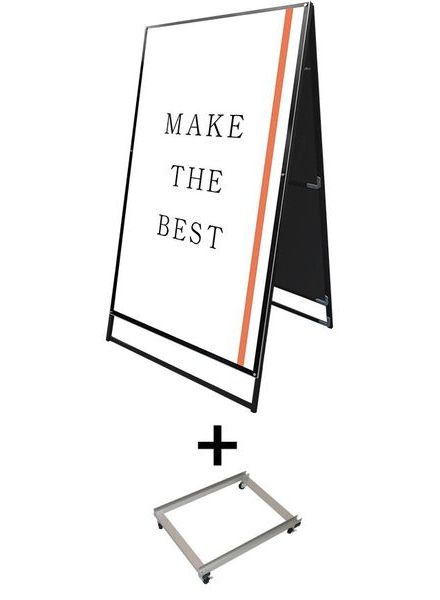 常磐精工 ポスタースタンド ブラックポスター用スタンド看板 B0両面ブラック アームキャスターセット BPSSK-B0RB-KSET|【店舗用品】