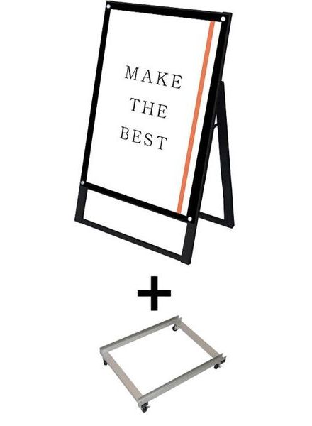 常磐精工 ポスタースタンド ブラックポスター用スタンド看板マグネジ A1片面ブラック アームキャスターセット BPSSKMN-A1KB-KSET|【店舗用品】
