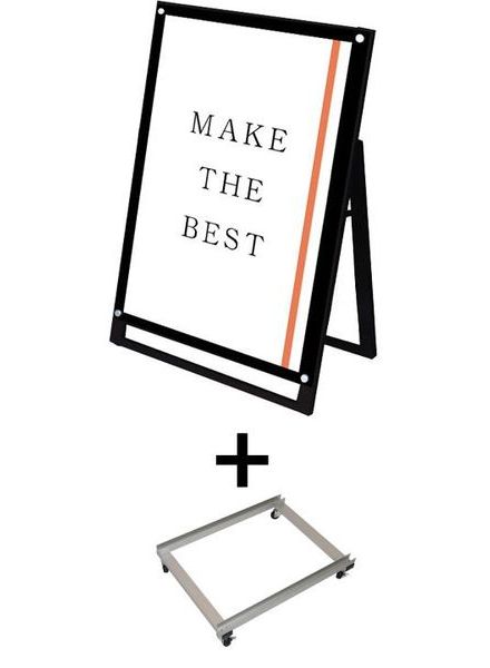 常磐精工 ポスタースタンド ブラックポスター用スタンド看板マグネジ A1ロウ片面ブラック アームキャスターセット BPSSKMN-A1LKB-KSET|【店舗用品】