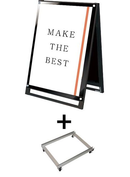 常磐精工 ポスタースタンド ブラックポスター用スタンド看板マグネジ A1ロウ両面ブラック アームキャスターセット BPSSKMN-A1LRB-KSET|【店舗用品】